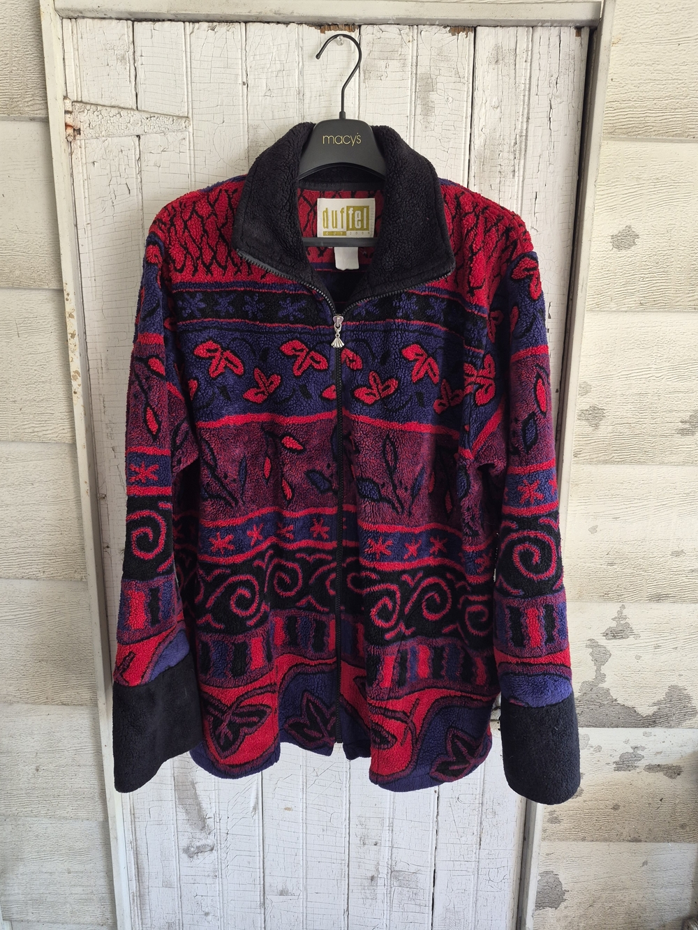 Abstract Zip-Up Fleece Jacket